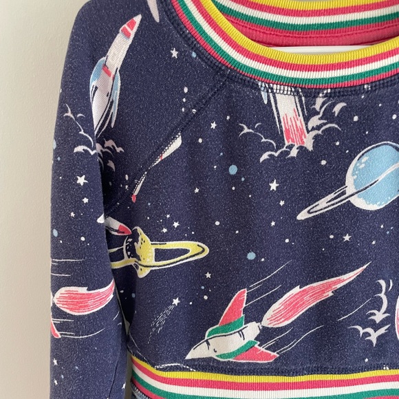 Mini Boden Little Girl Astronaut Space Terry Twirl Long Sleeve Dress - Size 6-7 - Picture 5 of 8